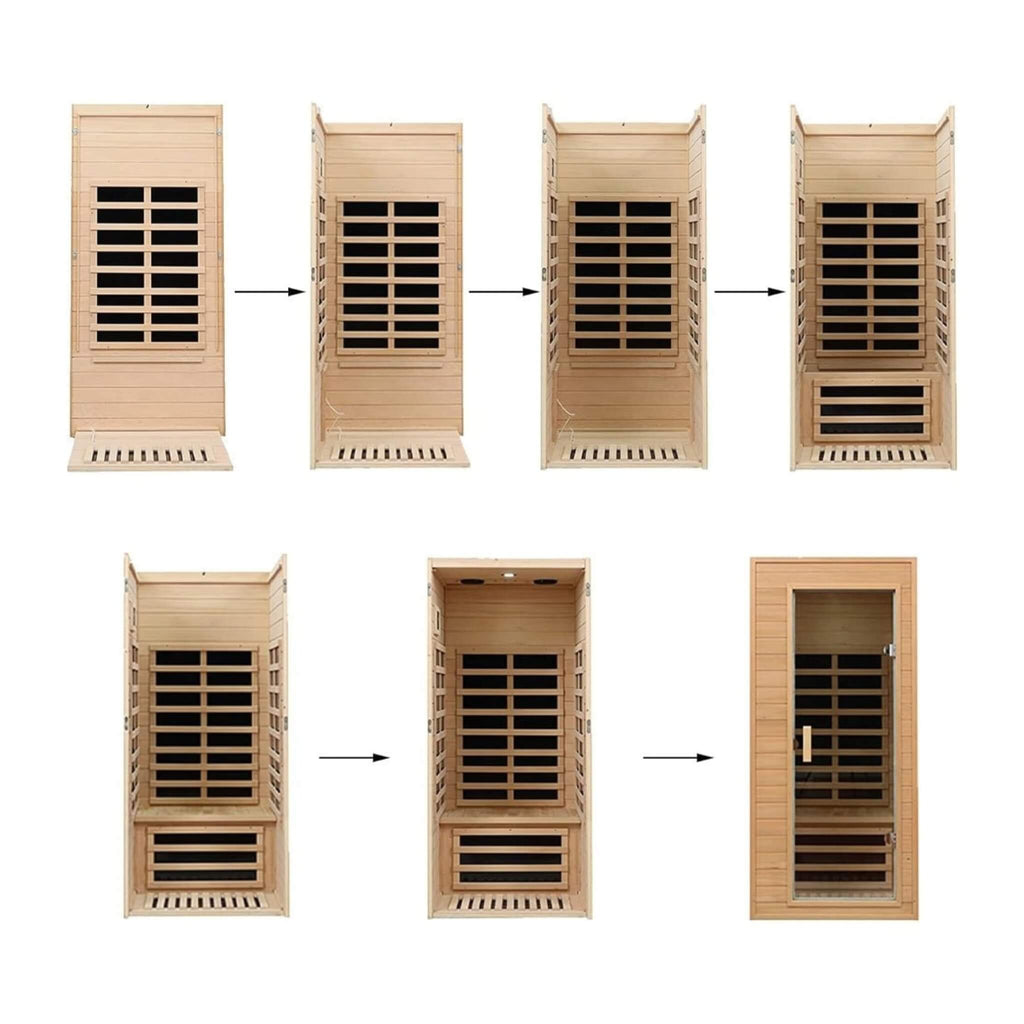 Elara Premium 1-Person Indoor Low EMF FAR Infrared Heat Hemlock Wood Personal Home Spa Sauna (SAK27463)