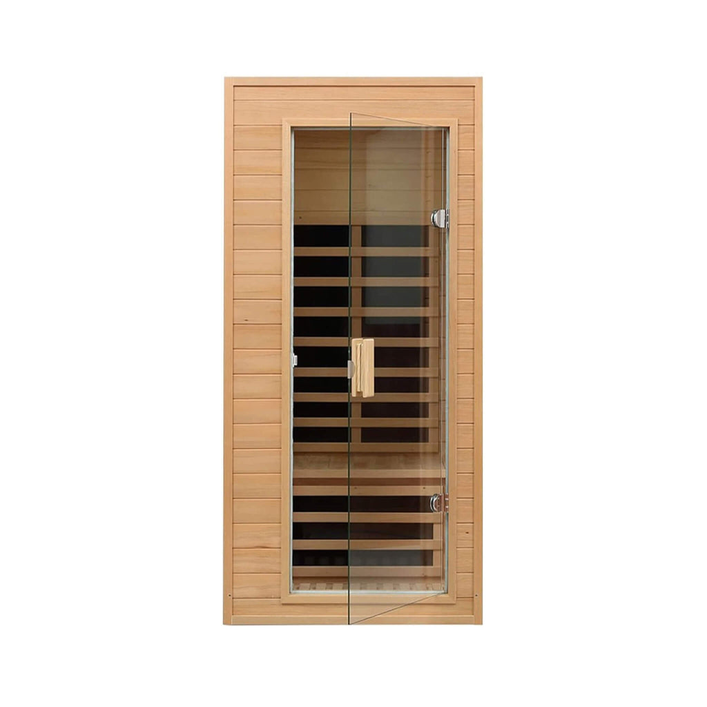 Elara Premium 1-Person Indoor Low EMF FAR Infrared Heat Hemlock Wood Personal Home Spa Sauna (SAK27463)