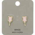 Stone Paved Pickleball Paddle Stud Earrings