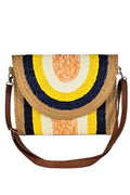Straw Multi Color Clutch Crossbody Bag