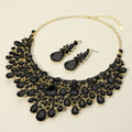 Teardrop Stone Cluster Embellished Statement Evening Necklace