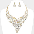 Teardrop Stone Cluster Evening Bib Necklace