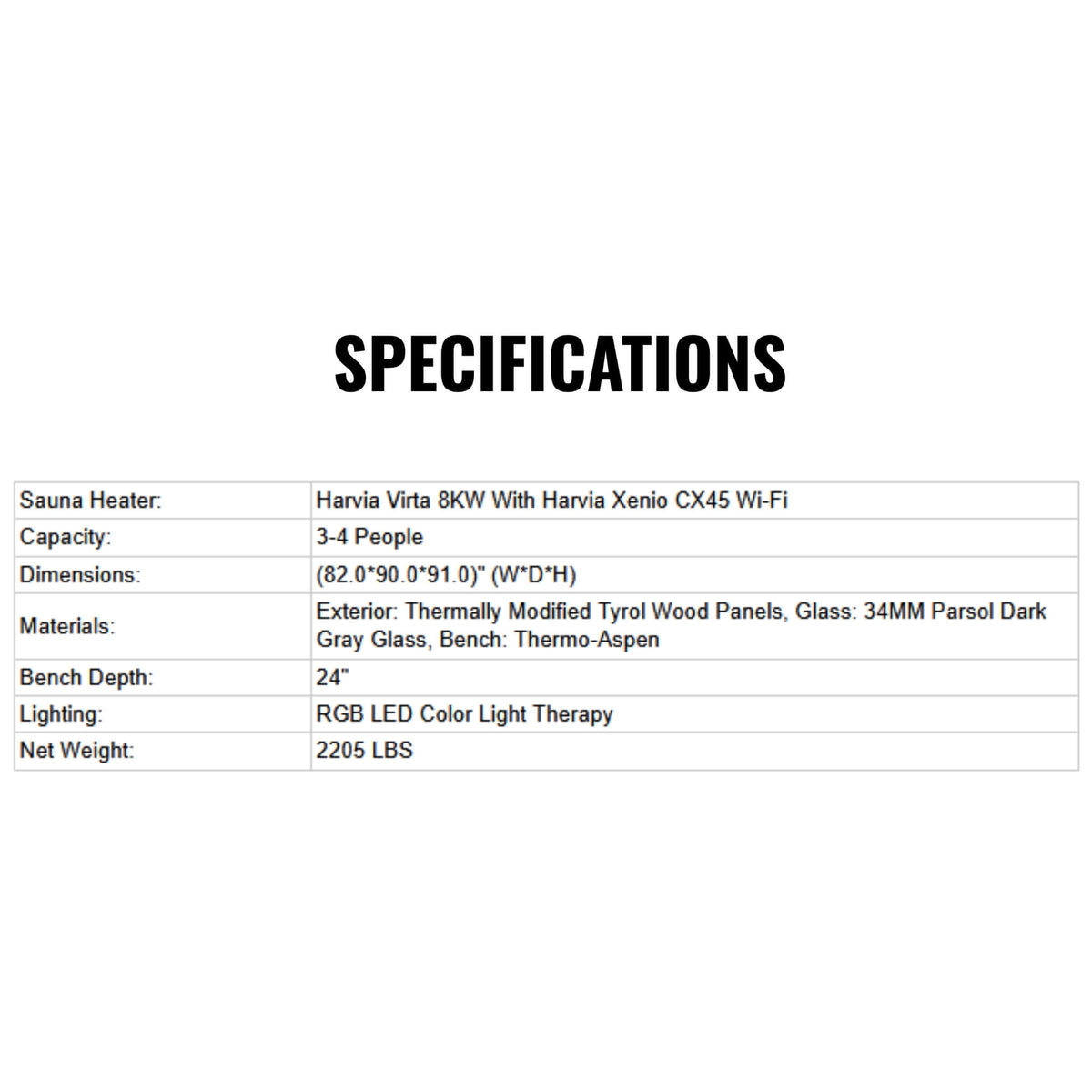 ThermaSol Spectra 4-Person Fully-Assembled Outdoor Sauna Cabin [Made-To-Order] [14-SPECTRA] (SAK46921)