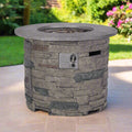 32-Inch Transitional Outdoor Concrete Round Propane Fire Pit Table, Gray (SAK48268)
