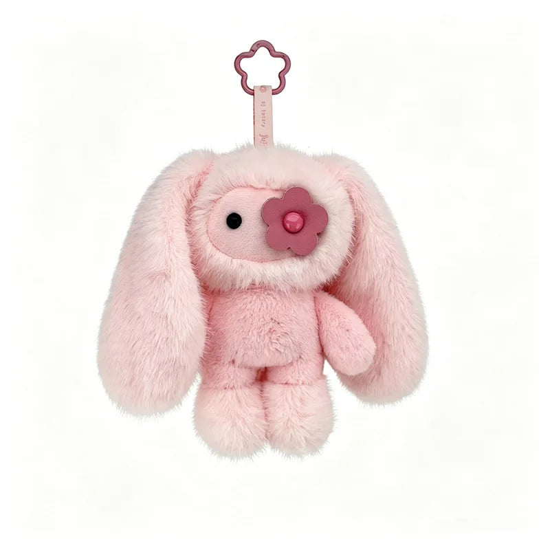 Cute Juju Rabbit Plush Keychain Flower Eye Bunny Kawaii Long Ears Bag Pendant Car Keyring Toy Gift for Girls