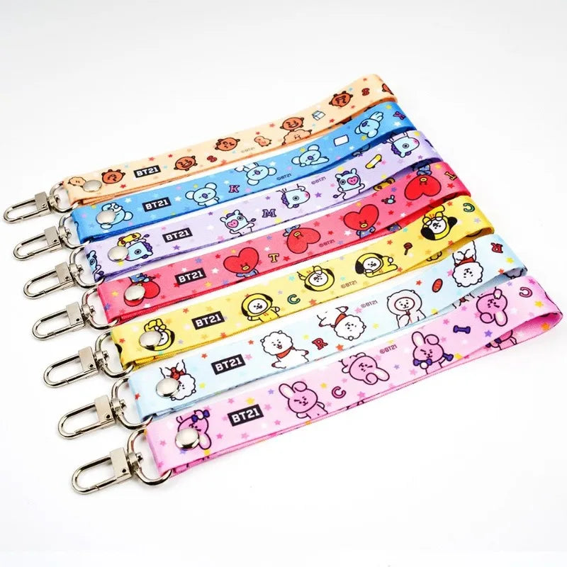 BT21 Koya Shooky Tata Cooky Mang phone lanyard creative high-quality anime cartoon print cute short anti-lost strap for couples