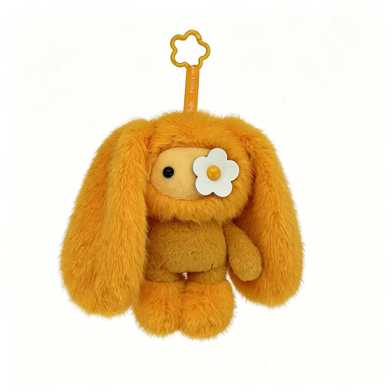 Cute Juju Rabbit Plush Keychain Flower Eye Bunny Kawaii Long Ears Bag Pendant Car Keyring Toy Gift for Girls