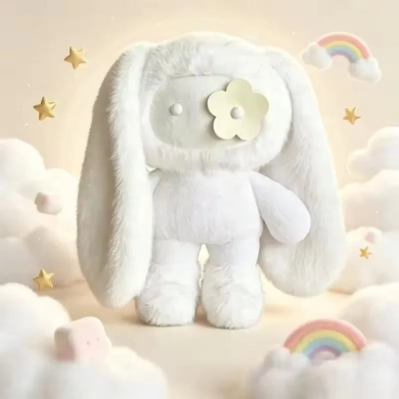Cute Juju Rabbit Plush Keychain Flower Eye Bunny Stuffed Doll Kawaii Long Ears Animals Bag Pendant Car Keyring Toy Gift for Girl