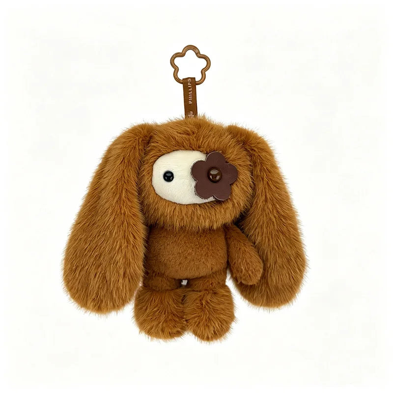 Cute Juju Rabbit Plush Keychain Flower Eye Bunny Kawaii Long Ears Bag Pendant Car Keyring Toy Gift for Girls