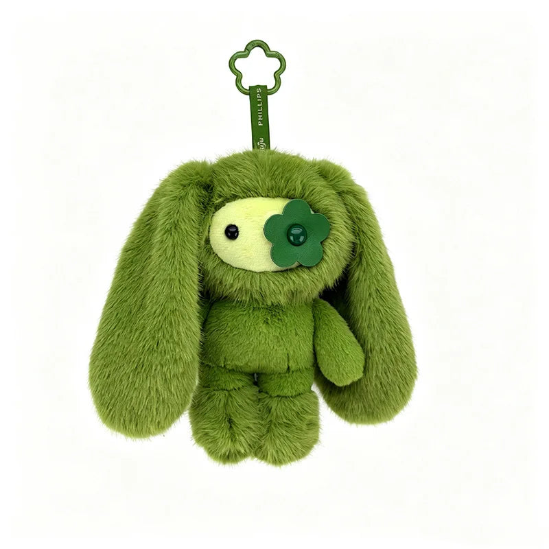 Cute Juju Rabbit Plush Keychain Flower Eye Bunny Kawaii Long Ears Bag Pendant Car Keyring Toy Gift for Girls