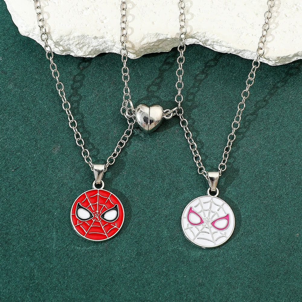 2pcs Superhero Spiderman Necklace Fashion Charm Avengers Pendant Gift for Couple Valentine's Day Jewelry