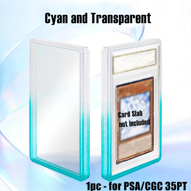 Stackable Slab Case for PSA CGC 35PT Graded Card, TPU Slab Bumper Protector with Back Panel ,Multicolor Gillter, For PTCG