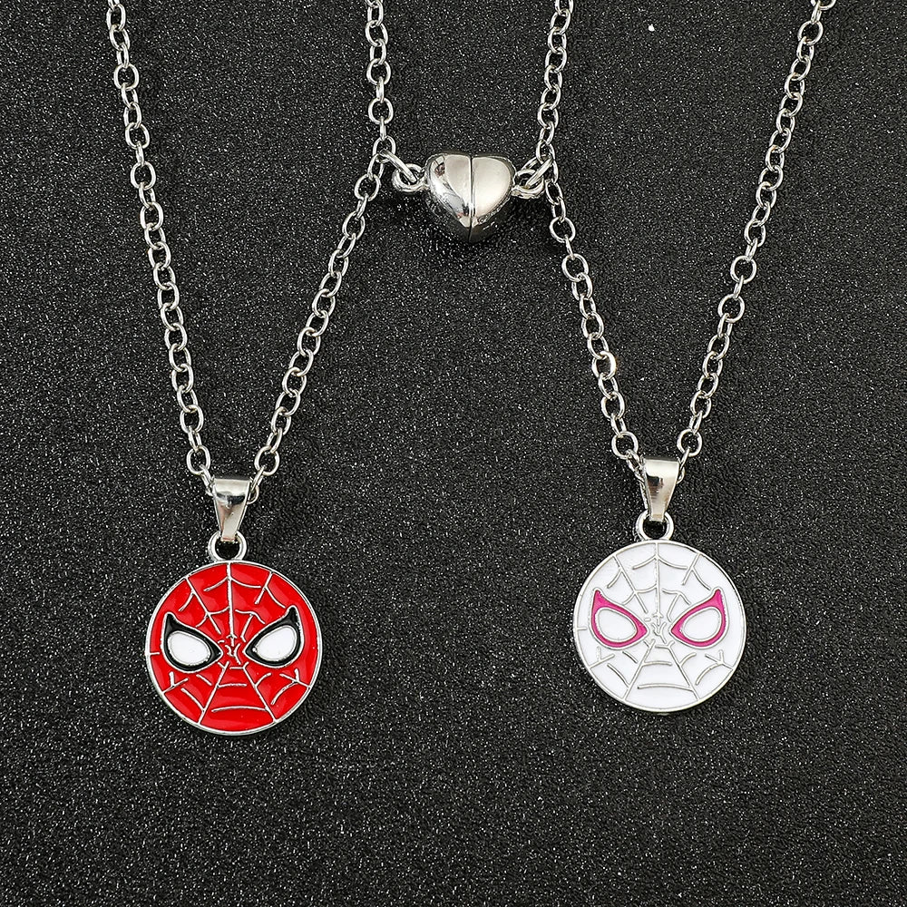 2pcs Superhero Spiderman Necklace Fashion Charm Avengers Pendant Gift for Couple Valentine's Day Jewelry