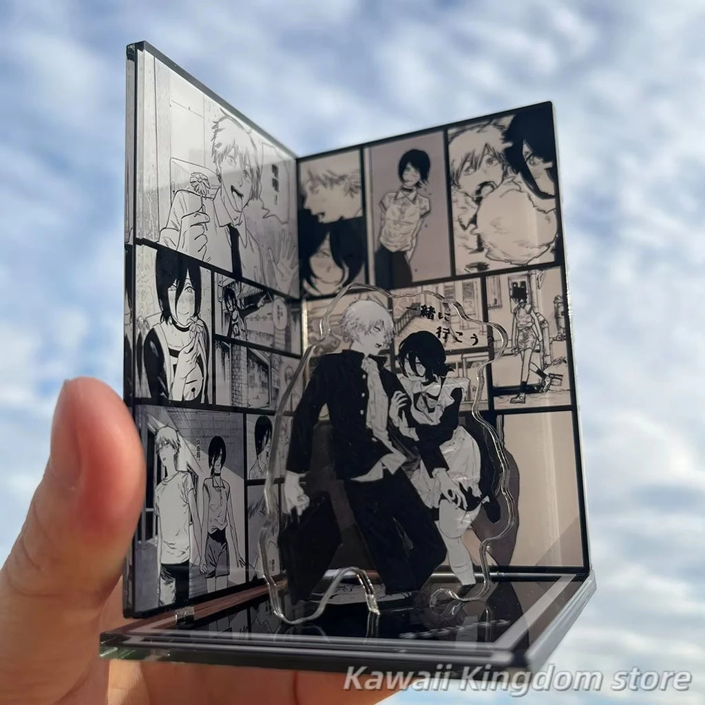 Anime Denji Reze Cartoon Black White Acrylic Standing Sign Ornament Cosplay Stand Plate Collector's Edition Desktop Gift
