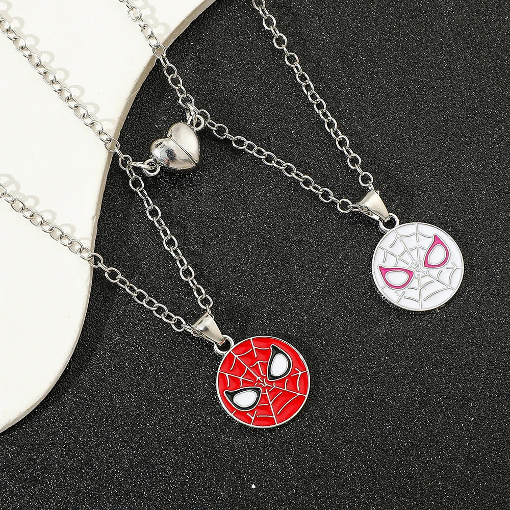 2pcs Superhero Spiderman Necklace Fashion Charm Avengers Pendant Gift for Couple Valentine's Day Jewelry