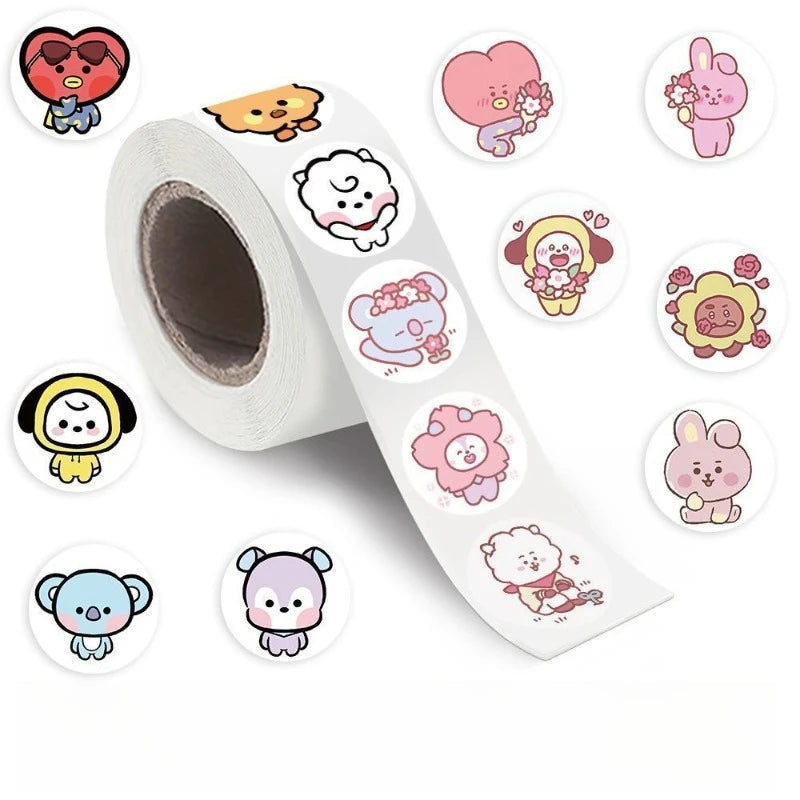 BT21 RJ Chimmy Tata Cooky 500pcs stickers high-quality cartoon anime prints creative DIY diary and doodle stickers for students