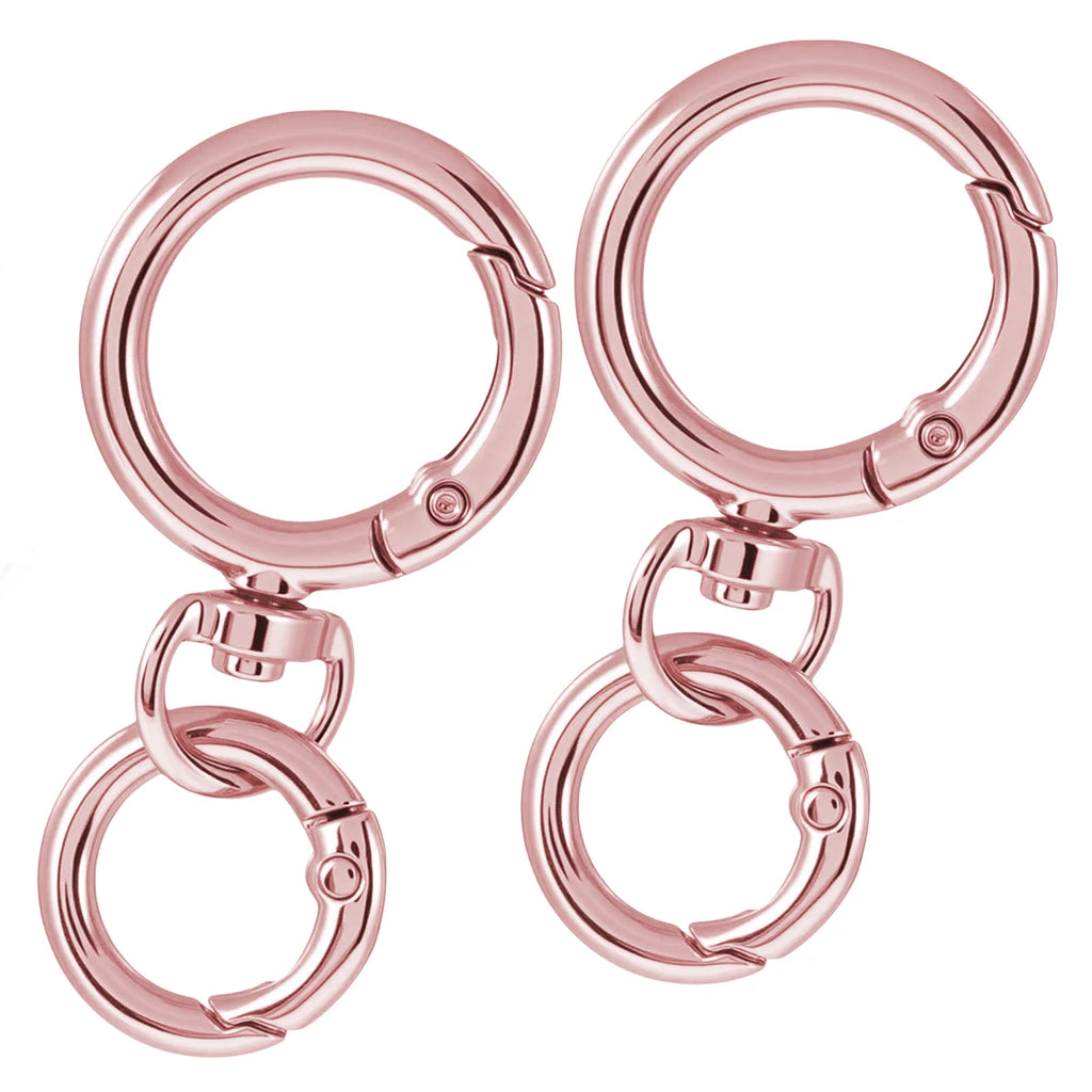 2/5/10 Sets Round Spring Snap Carabiner Clip O Rings Swivel Trigger Hook Metal Clasps Keychain for Handbag Lanyards DIY Crafts