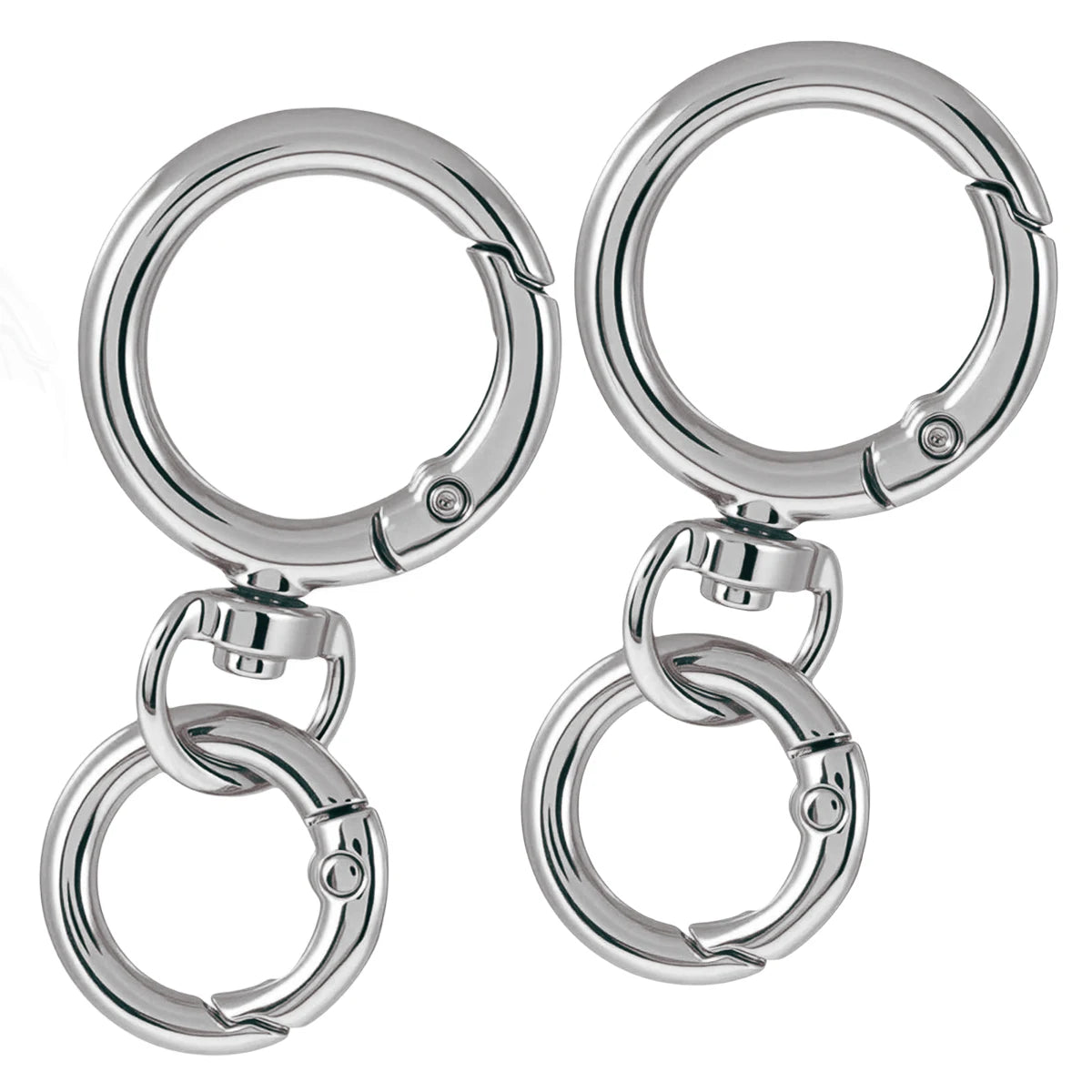 2/5/10 Sets Round Spring Snap Carabiner Clip O Rings Swivel Trigger Hook Metal Clasps Keychain for Handbag Lanyards DIY Crafts