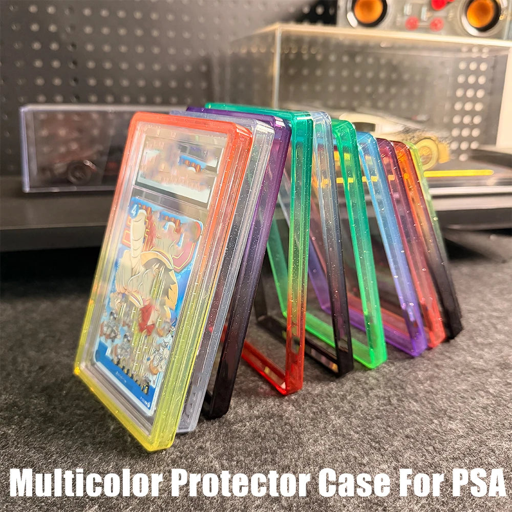 Stackable Slab Case for PSA CGC 35PT Graded Card, TPU Slab Bumper Protector with Back Panel ,Multicolor Gillter, For PTCG