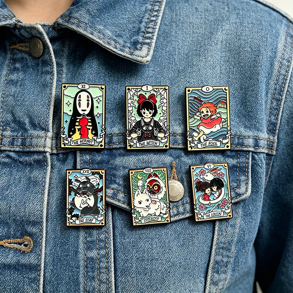 6pcs Anime Animal Enamel Brooch Set Cartoon Cat Design Metal Pins Fashion Accessories for Backpacks Ideal Jewelry Gift for Girls