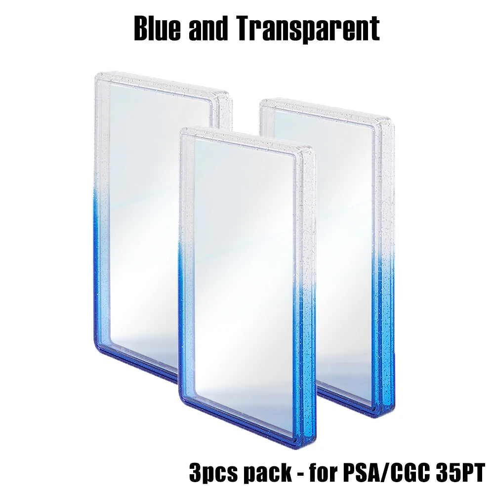 Stackable Slab Case for PSA CGC 35PT Graded Card, TPU Slab Bumper Protector with Back Panel ,Multicolor Gillter, For PTCG