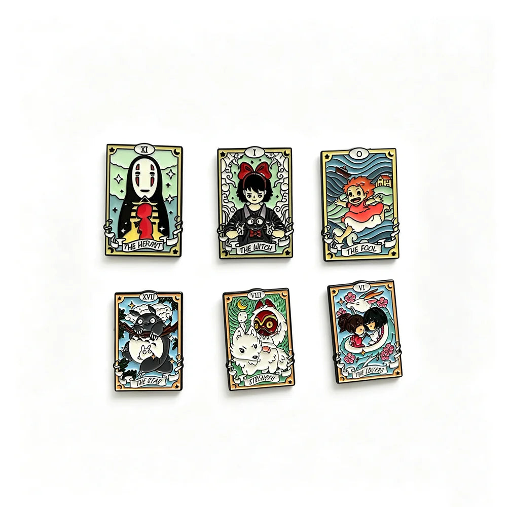6pcs Anime Animal Enamel Brooch Set Cartoon Cat Design Metal Pins Fashion Accessories for Backpacks Ideal Jewelry Gift for Girls
