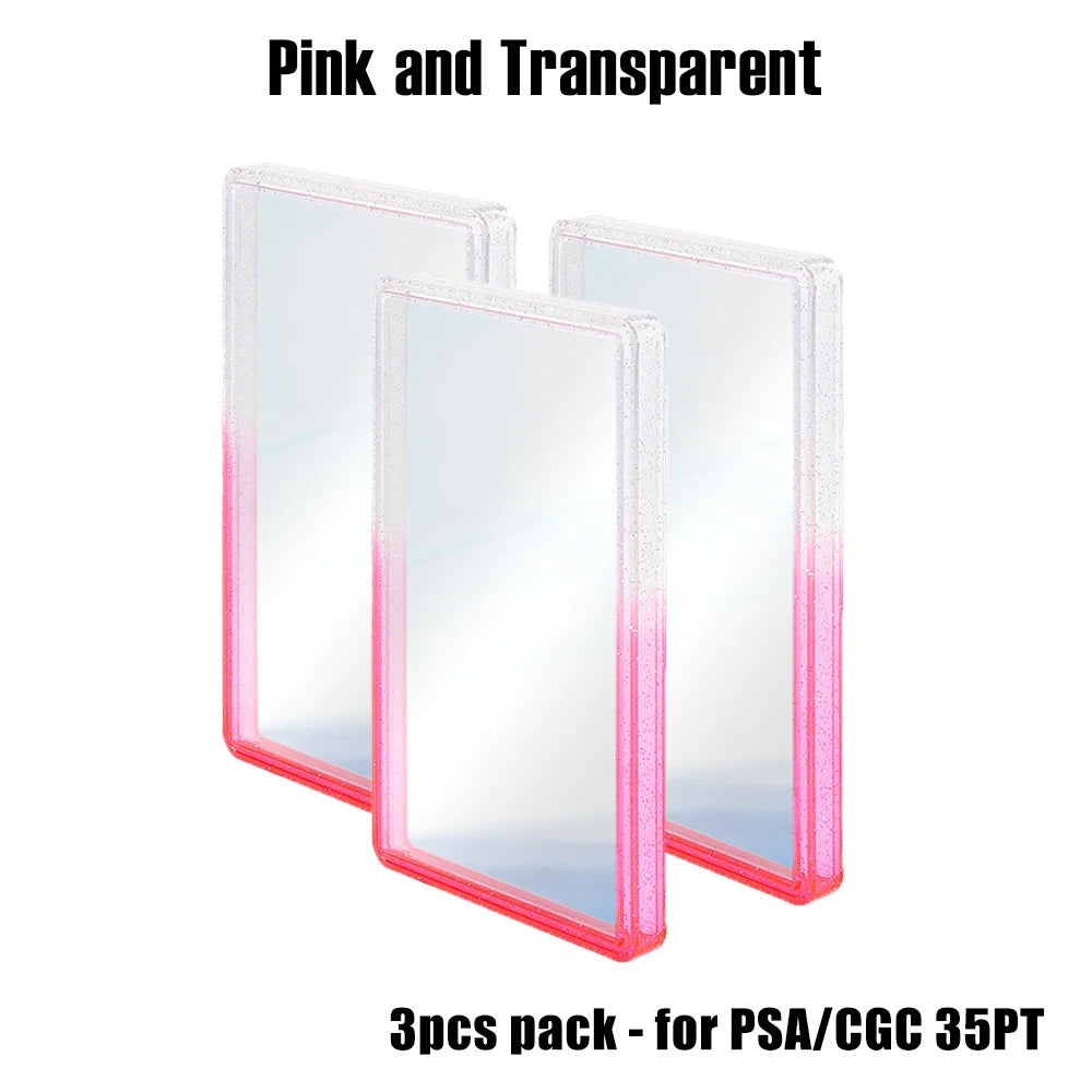 Stackable Slab Case for PSA CGC 35PT Graded Card, TPU Slab Bumper Protector with Back Panel ,Multicolor Gillter, For PTCG