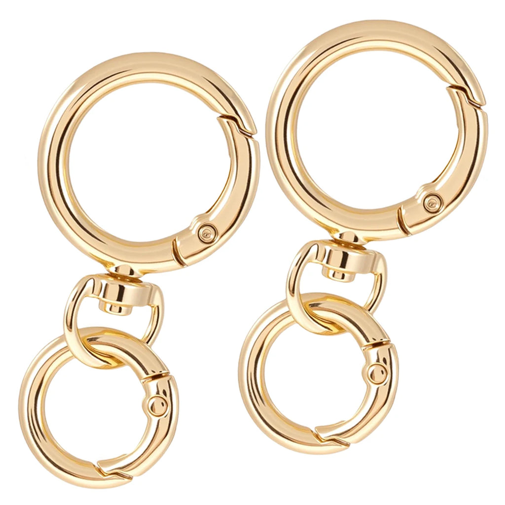 2/5/10 Sets Round Spring Snap Carabiner Clip O Rings Swivel Trigger Hook Metal Clasps Keychain for Handbag Lanyards DIY Crafts