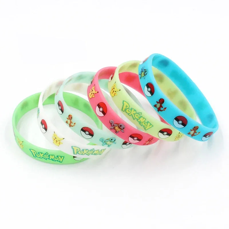6pcs Pokemon Bracelet Anime Pocket Pikachu Noctilucent Cartoon Silicone Wristband Bracelets Kawaii Cosplay Accessoires Gift