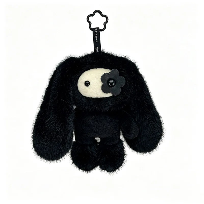 Cute Juju Rabbit Plush Keychain Flower Eye Bunny Kawaii Long Ears Bag Pendant Car Keyring Toy Gift for Girls