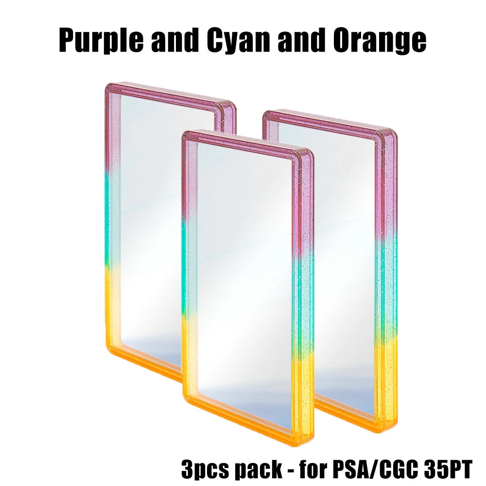 Stackable Slab Case for PSA CGC 35PT Graded Card, TPU Slab Bumper Protector with Back Panel ,Multicolor Gillter, For PTCG