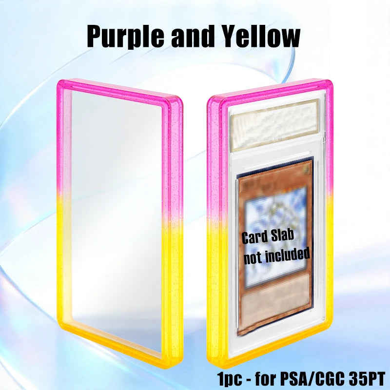 Stackable Slab Case for PSA CGC 35PT Graded Card, TPU Slab Bumper Protector with Back Panel ,Multicolor Gillter, For PTCG