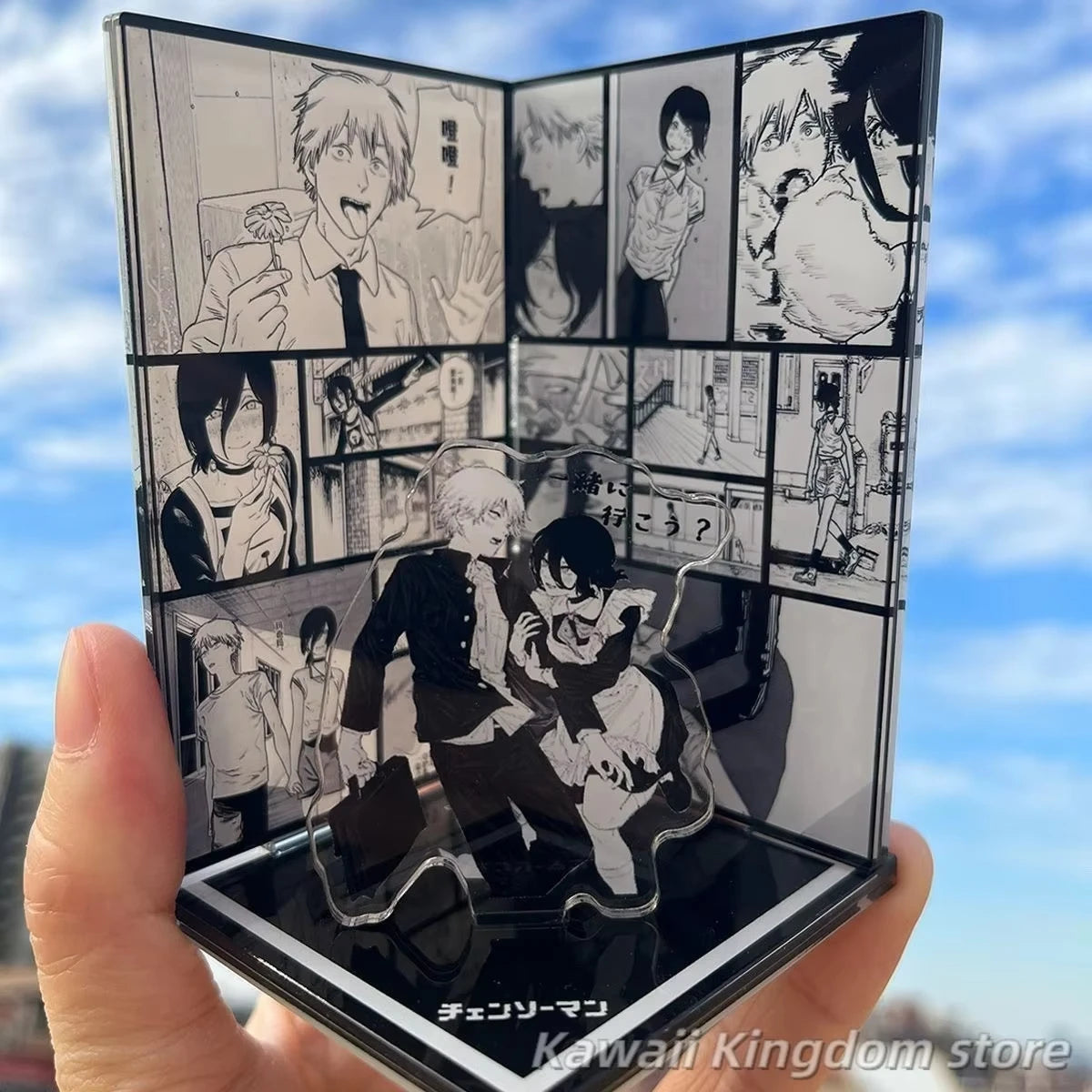 Anime Denji Reze Cartoon Black White Acrylic Standing Sign Ornament Cosplay Stand Plate Collector's Edition Desktop Gift