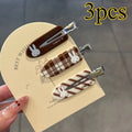 Miffy cartoon hairpin high color value cute girl heart creative sweet fresh simple curry color check broken hair bangs clip 3pcs