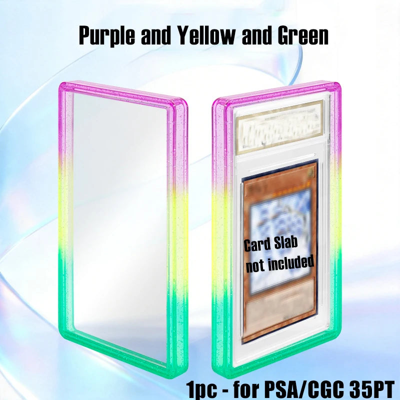 Stackable Slab Case for PSA CGC 35PT Graded Card, TPU Slab Bumper Protector with Back Panel ,Multicolor Gillter, For PTCG